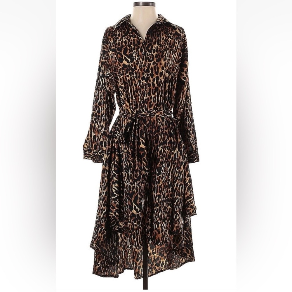 Brown and Black Bateau Neck Bishop Sleeve Sundress